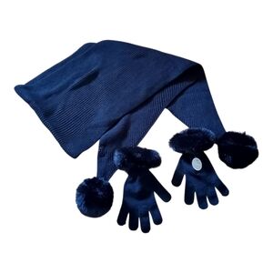 NYC  Black Scarf & Gloves with Pom Poms NWOT